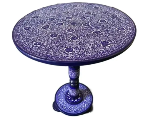 Naqshi table wooden blue